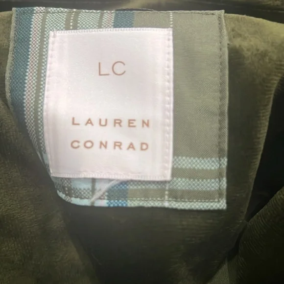 LC Lauren Conrad Women Faux Suede Green Jacket L - Picture 3 of 3